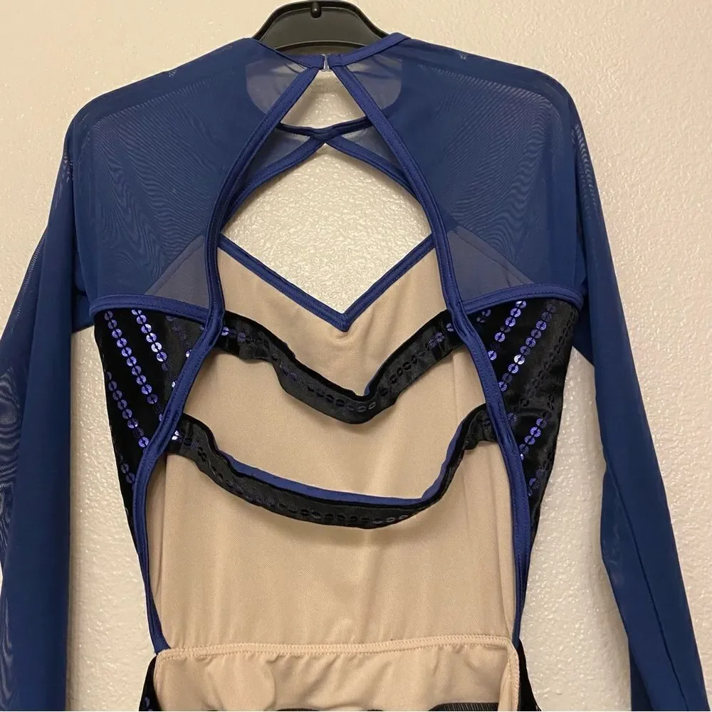 Weissman Elite dance costume contemporary blue velvet Need You Tonight D11810 MA